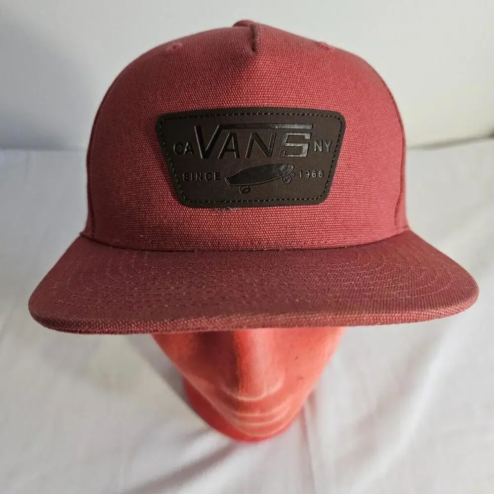 Vans Full Leather Patch Snapback Hat Adjustable Baseball Cap. Skate - Picture 1 of 6